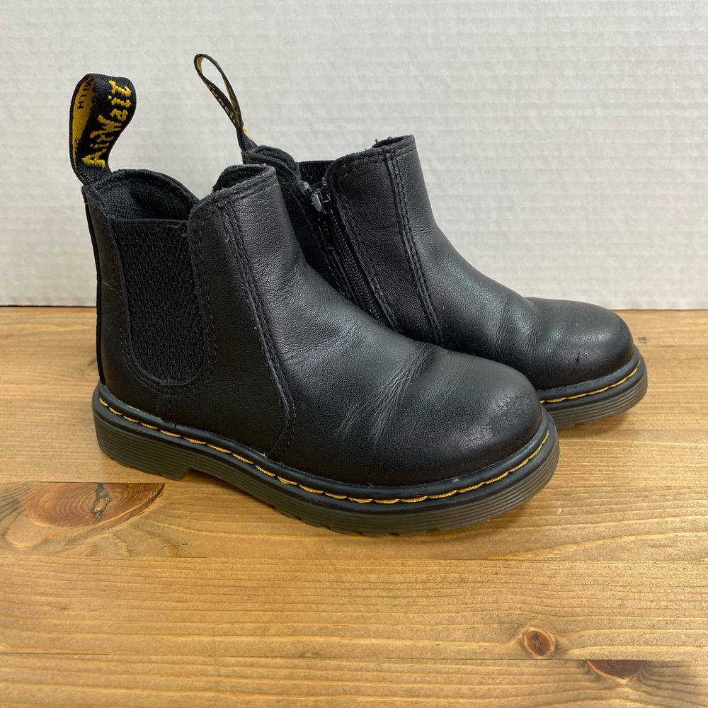 Doc Martens Toddler Girls Size 9 Black Leather Boots Air Wave